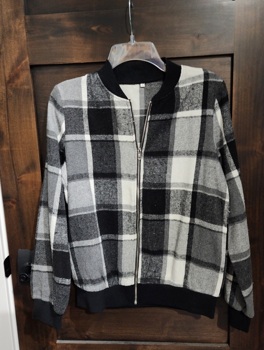 Women's Plaid Fleece Zip Up Shirt Jacket